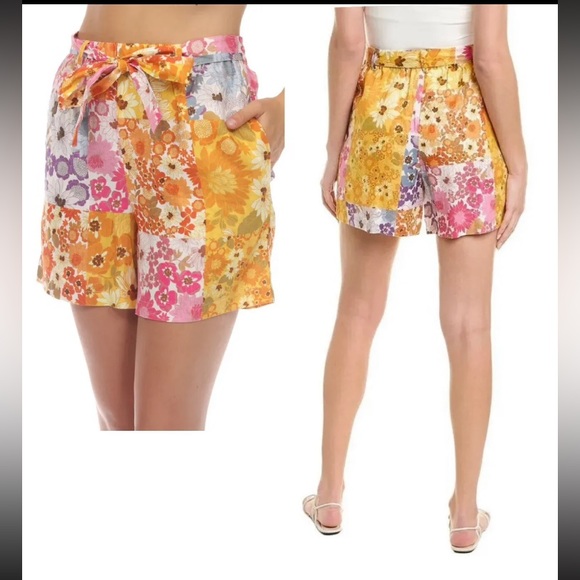 JOHNNY WAS -$130 Sherrie Jade  Linen Easy Short Elastic Waist Tie Floral XS NEW! - Picture 2 of 7